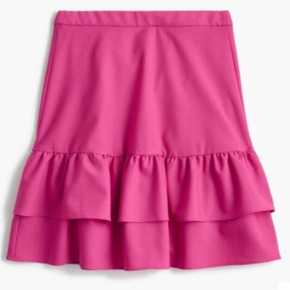 NWT J. Crew pink ruffle tier skirt